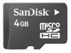 4GB Sandisk microSDHC memory card w/SD adapter
